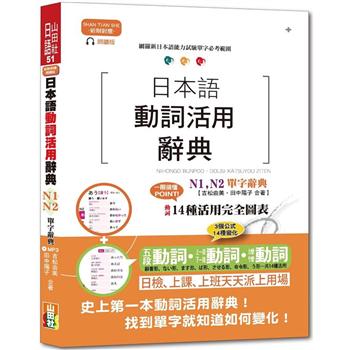 新制對應朗讀版 日本語動詞活用辭典 N1， N2單字辭典(25K＋MP3)