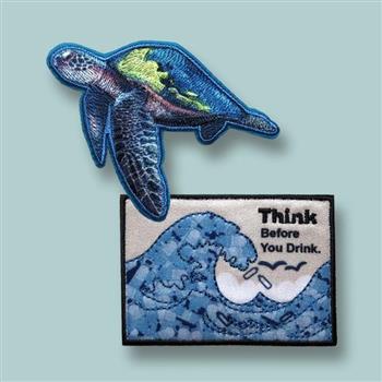 雙用刺繡布貼/救救海龜