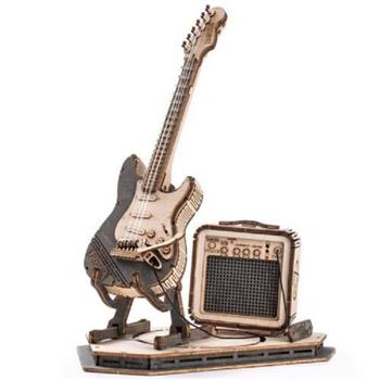 Robotime立體木製組裝模型 3D立體拼圖TG605-電子吉他