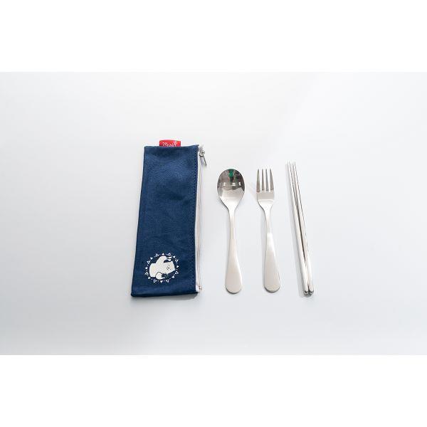 禾風漾藍餐具三件袋組-北極熊