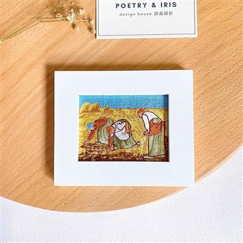 【Poetry ＆ Iris】名畫刺繡木質磁鐵框 米勒－ 拾穗 