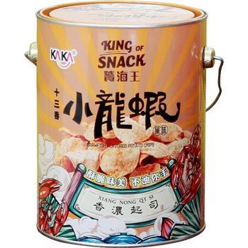 KAKA 饕海王 十三香小龍蝦風味脆片 鐵桶 220g-香濃起司