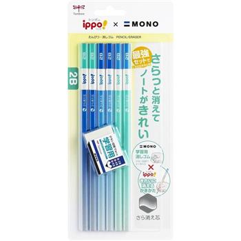 ippo x MONO兒童六角鉛筆組2B藍綠色