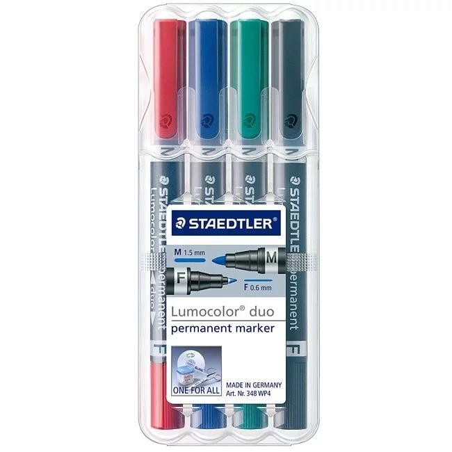 【STAEDTLER 施德樓】斜頭 F尖雙頭投影萬用筆(4色)