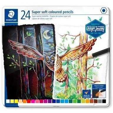 【STAEDTLER 施德樓】MS149C軟性色鉛筆24色(鐵盒) - 24色