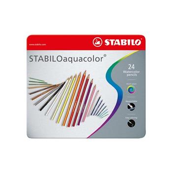 STABILO思筆樂aquacolor水彩樂水溶性色鉛筆/ 24色/ 鐵盒