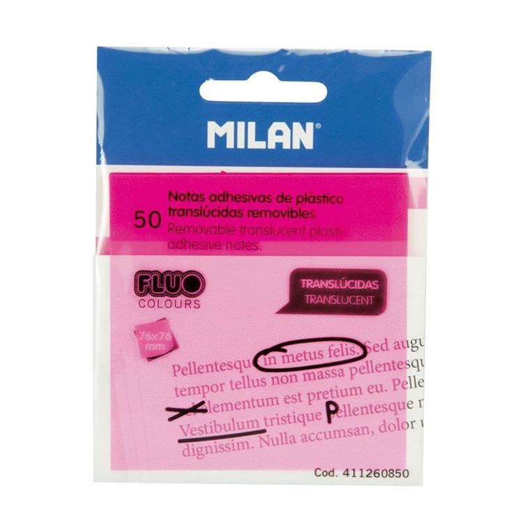 MILAN 半透明便利貼(螢光粉)-76mm-50張