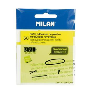 MILAN 半透明便利貼(螢光黃)-76mm-50張