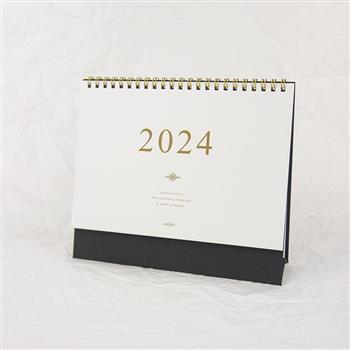 2024年25K簡約典雅橫式桌曆-雅黑金
