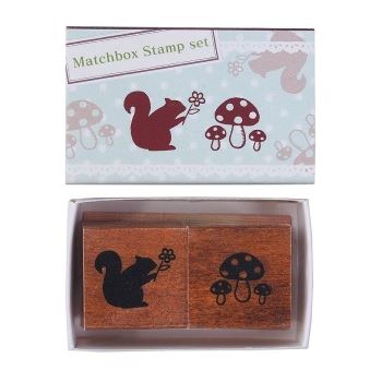 【KODOMO NO KAO】火柴盒印章組－松鼠&蘑菇