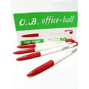 盒裝50入-OB#100自動原子筆 紅 - 紅