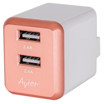 【Avier】4.8A USB電源供應器_玫瑰金