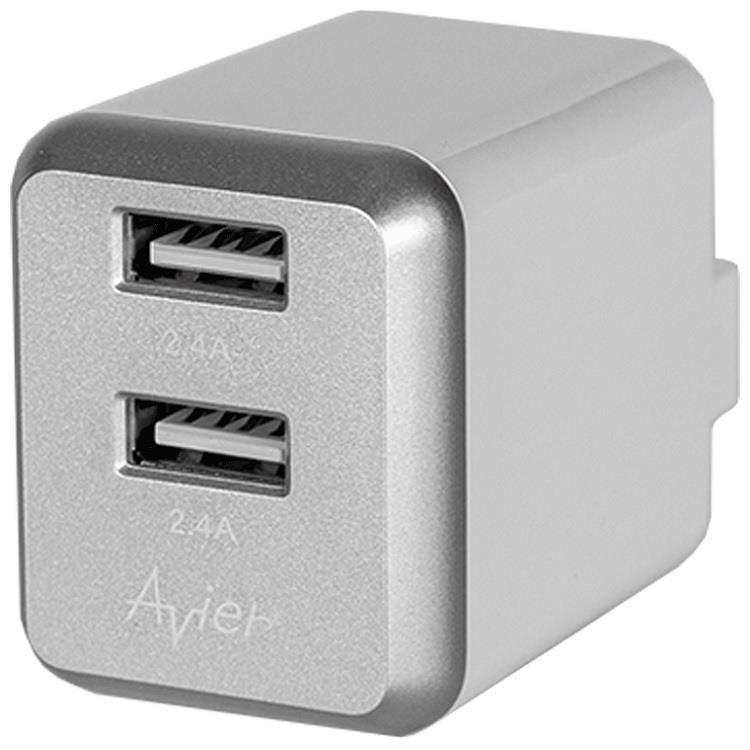 【Avier】4.8A USB電源供應器_銀灰
