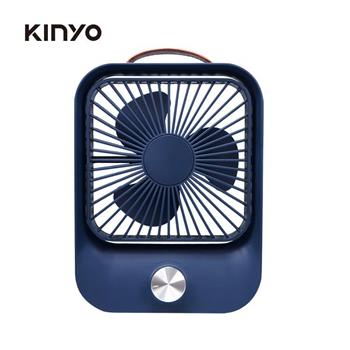 【KINYO】UF-6745BU 復古無段式桌扇 藍