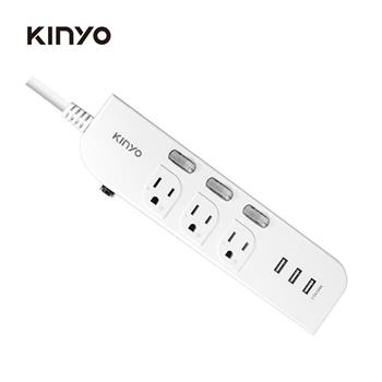 【KINYO】3開3插三USB延長線 6尺 CGU3336