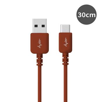 【Avier】COLOR MIX  USB A to USB C充電傳輸線－0.3M 莫斯科紅