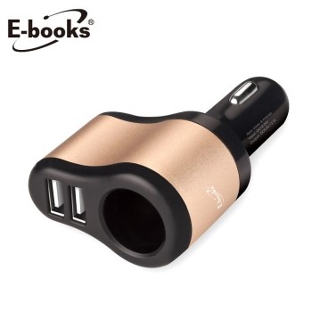 E－books B28 車用擴充＋雙USB 3.1A 鋁製充電器