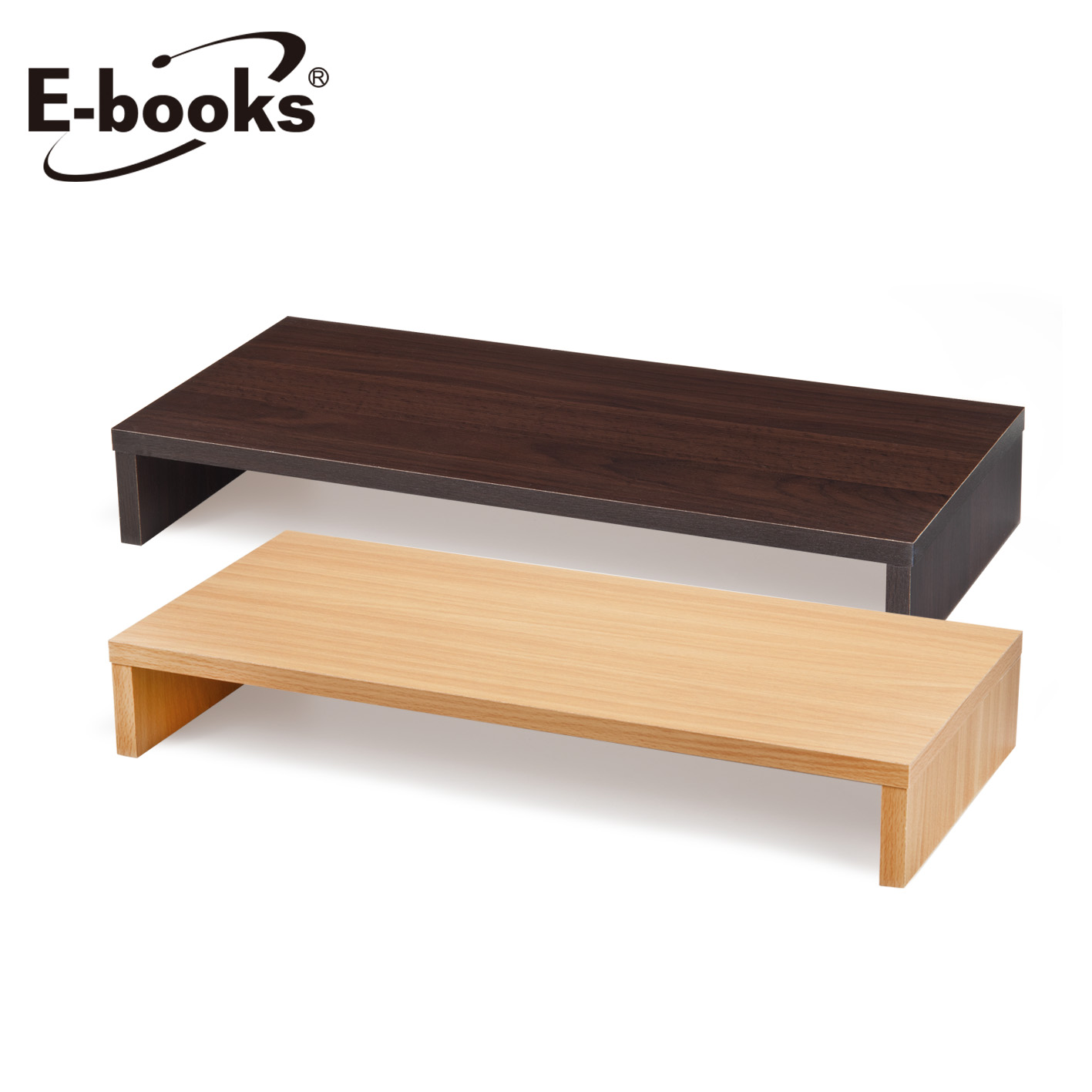 E－books C2 木製防潑水螢幕增高收納架－淺木色 - 淺木色