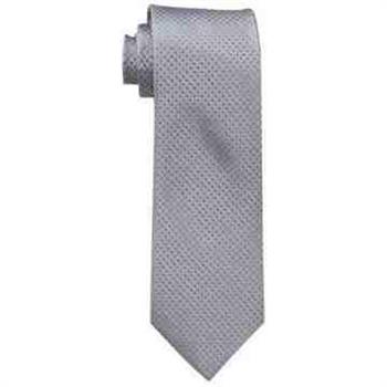 【Calvin Klein】男時尚Steel Micro銀色菱形圖案真絲領帶