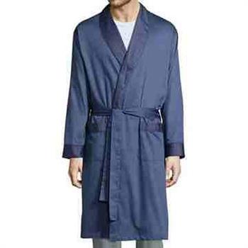 Stafford 2016男時尚Vintage靛藍色紋抗皺棉緞睡袍