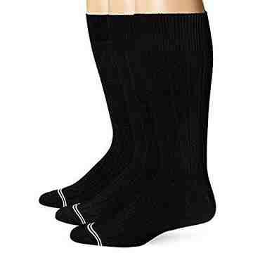 NAUTICA 2016男時尚寬羅紋黑色中筒襪3件組