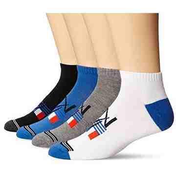 NAUTICA 2016男旗標Core黑藍灰白低切運動短襪混搭4件組