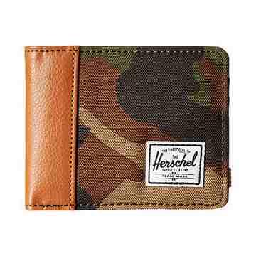 【Herschel】2016男時尚塗層棉織棕迷彩色皮夾