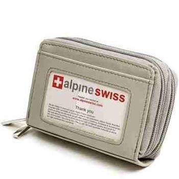 【Alpine Swiss】2016女瑞士十迷你信用卡淺灰色拉鍊管理夾包