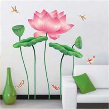 Christine創意組合DIY壁貼/牆貼/兒童教室佈置 蓮花蜻蜓（可重複貼）