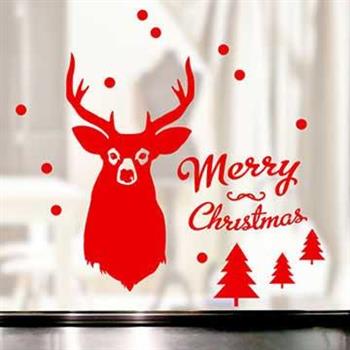 Christine耶誕節慶佈置/牆貼/玻璃貼/ MA007 雪中麋鹿 （銀色）