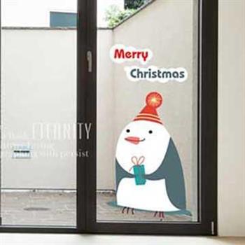 Christine耶誕節慶佈置/壁貼 玻璃貼/MB006 耶誕企鵝