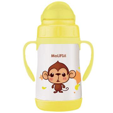 【MoliFun魔力坊】不鏽鋼真空兒童吸管杯/學習杯260ml－俏皮猴