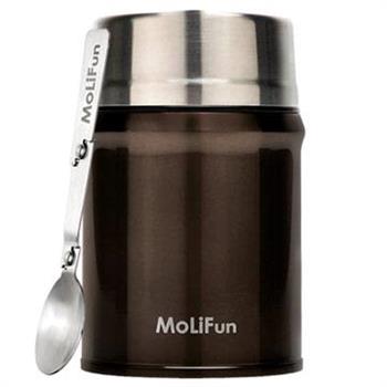 MoliFun魔力坊 316不鏽鋼輕量真空保鮮保溫悶燒罐/悶燒杯800ml－摩卡咖