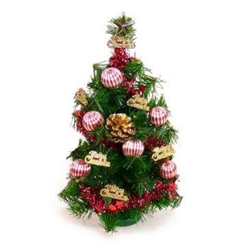 摩達客 台灣製迷你1呎/1尺(30cm)裝飾綠色聖誕樹（金松果糖果球色系)(免組裝)