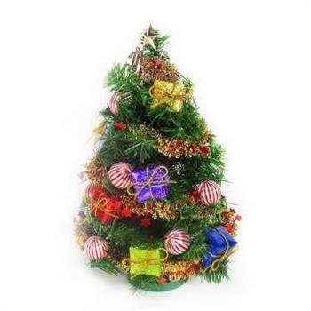 摩達客 台灣製迷你1呎/1尺(30cm)裝飾綠色聖誕樹(糖果禮物盒系)(免組裝)