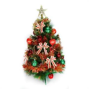 台灣製2尺/2呎(60cm)特級松針葉聖誕樹 (＋紅金色系飾品組)(不含燈)