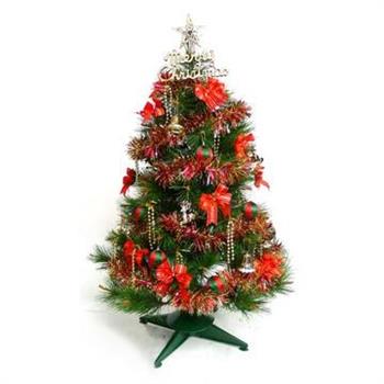 台灣製3尺（90cm）特級綠松針葉聖誕樹 （＋紅金色系配件）（不含燈）