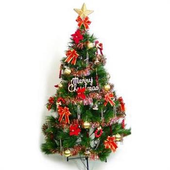 台灣製4尺/4呎（120cm）特級綠松針葉聖誕樹 （＋紅金色系配件）（不含燈）