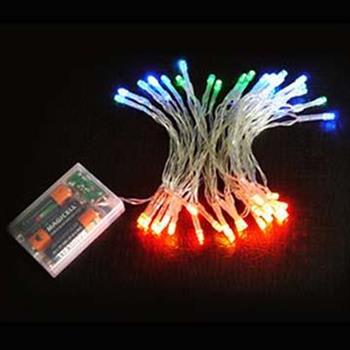 聖誕燈 LED燈串50燈電池燈 (四彩色光/透明線) (高亮度又環保) YS-XLB050001
