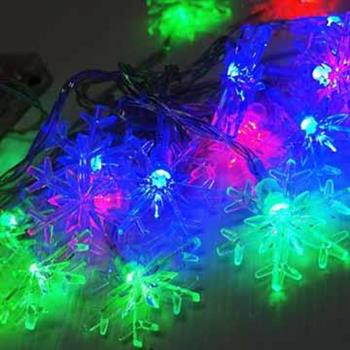 聖誕燈 LED20燈透明雪花電池燈 (彩光) (高亮度又環保) YS-XLB020003