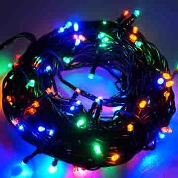 100燈LED燈串聖誕燈 (四彩色光黑線)(附控制器跳機)(高亮度又省電)