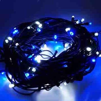 100燈LED燈串聖誕燈 (藍白光黑線)(附控制器跳機)(高亮度又省電)