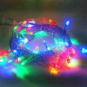 聖誕燈50燈LED樹燈串 （四彩光透明線）（附控制器跳機）（高亮度又省電）