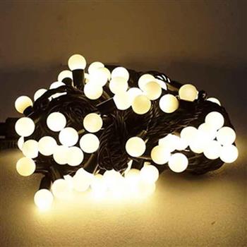 摩達客－聖誕燈100燈LED圓球珍珠燈串（插電式/暖白光黑線/ 附控制器跳機）（高亮度又省電）