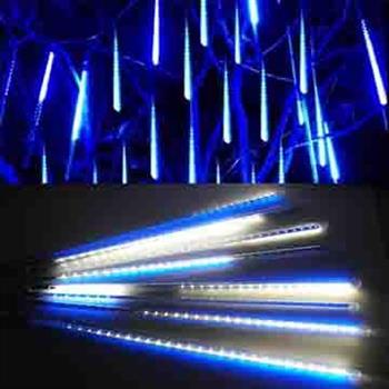 聖誕燈裝飾燈LED流星燈串8條燈（藍白光插電式/單燈長50cm）