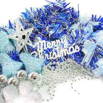 聖誕裝飾配件包組合~藍銀色系 （2尺（60cm）樹適用）（不含聖誕樹）（不含燈）