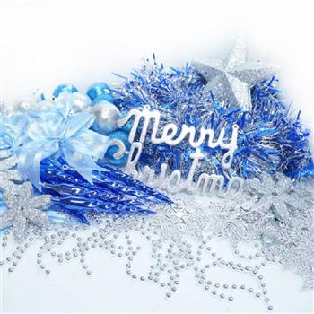 聖誕裝飾配件包組合~藍銀色系 (8尺(240cm)樹適用)(不含聖誕樹)(不含燈)