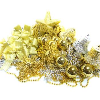 聖誕裝飾配件包組合~金銀色系 (8尺(240cm)樹適用)(不含聖誕樹)(不含燈)