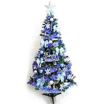 幸福5尺/5呎（150cm）一般型裝飾綠聖誕樹 （＋藍銀色系配件）（不含燈）