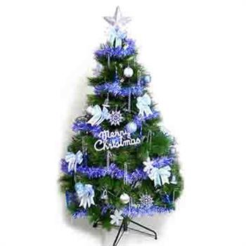 台灣製5尺/5呎（150cm）特級綠松針葉聖誕樹（＋飾品組－藍銀色系）（不含燈）